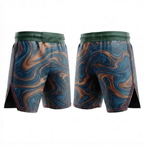 กางเกงบีบรัดกล้ามเนื้อสำหรับผู้ชาย MMA สีแดงลายหินอ่อน พิมพ์ลายแบบ Sublimation ทรงพอดีตัว ยืดหยุ่นได้ ชุดกีฬาสำหรับกีฬาต่อสู้แบบผสมผสาน - Product Image 2