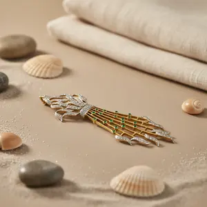 Broches Finos de Lujo para Mujer, Chapado en Oro, Broche de Diamantes y Esmeralda, Joyería Elegante - Product Image 3