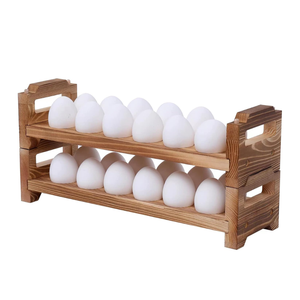 Porte-oeufs en bois rustique étagère de rangement de comptoir plateau de rangement d'oeufs à deux niveaux pour 24 oeufs frais affichage d'organisateur de cuisine - Product Image 1