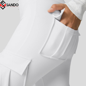 Leggings de yoga sans couture Scrunch pour femmes, ensemble de yoga avec impression numérique couleur unie, logo personnalisé XL - Product Image 4