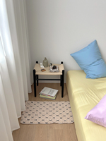Tapis en ruban poilu, tapis en peluche KR, antidérapant, broderie noire, polyester, carré, pour salon, chambre à coucher, décoration de la maison, S 40x60cm
