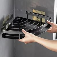 Organisateur de salle de bain auto-adhésif mural sans perceuse étagère de cuisine étagère d'angle pour accessoires de salle de bain et de cuisine
