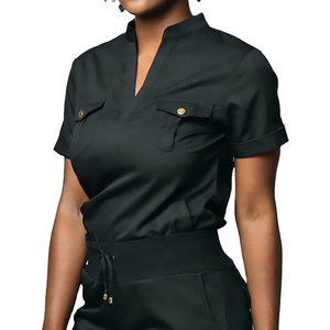 Uniformes de Hospital para Mujer al por Mayor, Conjuntos de Uniformes Médicos de Manga Corta, Blusas Elásticas de Poliéster/Rayón, Marca Personalizada - Product Image 6