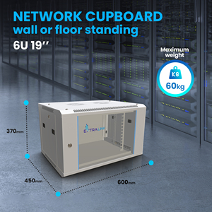 Extralink <b>Network</b> <b>Cabinets</b> Rackmount Wall Mounted 6U 6HE 600x450 Gray 19" Standard in Stock - Product Image 3