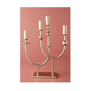 Boda otras fiestas decoración cuatro brazos vela palo soporte chapado en oro acabado candelabro soporte de vela - Product Image 1