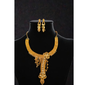 Buy Necklace Earrings <b>Set</b> with 22K Gold Plated Unique Designed <b>Women</b> Wear Necklace Earrings <b>Set</b> <b>Jewelry</b> - Product Image 1