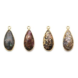 Women's DIY Fine Jewelry Classic Pendant Silver Gold Plated Pear Shaped Bezel Setting Mohave Turquoise Party <b>Charm</b> Rhodium - Product Image 4