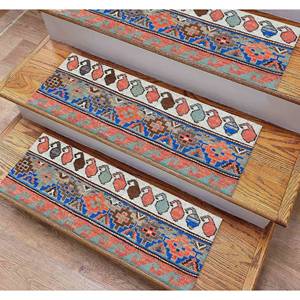 Alfombra estampada colorida - Alfombra moderna de estilo bohemio azteca, fácil de limpiar - Product Image 3