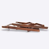 Organisateur en bois pliable de qualité supérieure marron 2023/Double plateau avec plateaux en bois en forme de rectangle à vendre