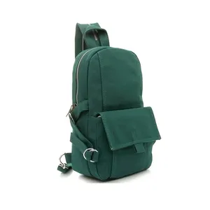 Unisex Canvas Backpack with Customized Logo Design Buy School College Bags from India Stylish Antique Green Color Custom Zipper