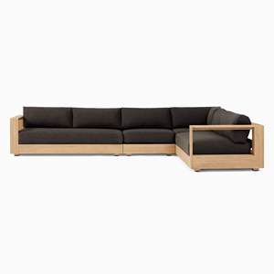 Ensemble de canapés sectionnels en teck massif de style minimaliste moderne et luxueux, résistant aux intempéries, pour jardin, salon, hôtel - Product Image 5