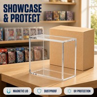 Boîte de présentation verticale magnétique en acrylique personnalisée en gros pour cartes à collectionner, étui de présentation en acrylique