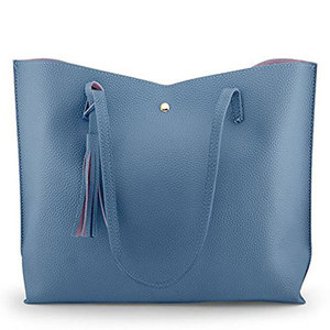 Salva Faux Leather Blue Leopard Print Tote Bag Women Shoulder Handbag Zipper Closure Custom Logo Fashion Purse 21L Arcuate - Product Image 3