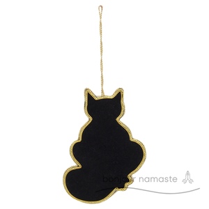 Ornamento di natale per gatti moderni fatto a mano | Ricamo in oro nero eco-compatibile per decorazione interna etica da donna - Product Image 2