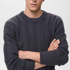 Pulls pour hommes en coton 100% de haute qualité, tricotés, manches longues, respirants, col rond, chauds, couleur personnalisée, logo OEM - Product Image 2