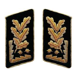 Oem Custom Color Bullion Wire Hand Embroidered Gorget Pin Collar Patch With Snap Button and Brass Clip Collar <b>Tap</b> <b>Attachment</b> - Product Image 3