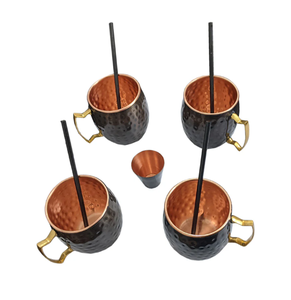 แก้วทองแดงเกรดอาหารดีไซน์เรียบง่ายแก้วทองแดงมอสโกดีไซน์แบบเรียบง่ายสีดำพร้อมหลอด - Product Image 1