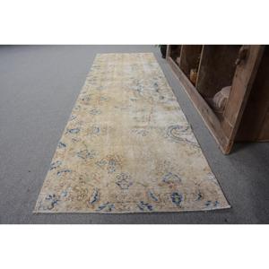 Alfombra Turca Vintage de 2.6x8.4 pies, Alfombra de Lana Beige con Borde - Product Image 2