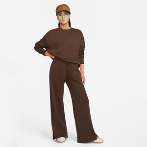 เสื้อสเวตเตอร์คอฟลีซระบายอากาศได้ดีสำหรับผู้หญิงคอลูกเรือแบบเย็บปักด้วยผ้าฝ้ายโอเวอร์ไซส์หรูหรา - Product Image 6