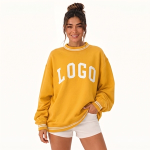 Sweat-shirt à col montant personnalisé brodé en coton doux, style streetwear, pull molletonné oversize pour femme - Product Image 1