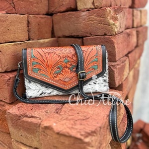 กระเป๋าคลัทช์หนังขนสัตว์ขนาดใหญ่ลายนูนสำหรับผู้หญิงผมสไตล์ตะวันตก - Product Image 1