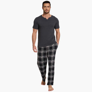Custom Printed <b>Pajamas</b> <b>Set</b> Soft Breathable <b>Men's</b> Pants Bamboo Modal Long Sleeves Casual <b>Men</b> Pijama Sleepwear - Product Image 1