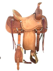 Sillín de cuerda occidental ROPPER de cuero negro de calidad superior con asiento suave para montar a caballo a precio asequible en árbol fuerte - Product Image 6