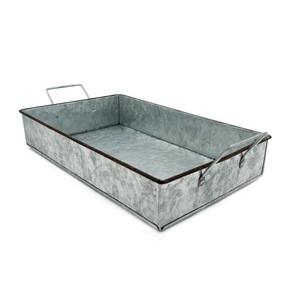 Plateau de service décoratif en métal galvanisé de forme ovale avec poignées Plateau décoratif pour fruits et légumes à bas prix. - Product Image 3