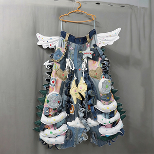 Jeans DiZNEW Designer, sur mesure, <span class=keywords><strong>grande</strong></span> <span class=keywords><strong>taille</strong></span>, hip-hop, patchwork, jeans larges <span class=keywords><strong>pour</strong></span> hommes avec poches arrière brodées - Product Image 2