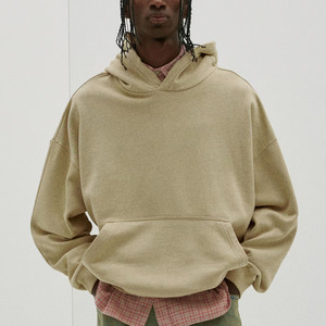 Venta al por mayor personalizado de alta calidad de color beige 100% algodón polar Streetwear Drop Shoulder Oversized Heavyweight Men Pullover Hoodies - Product Image 1