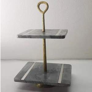 Présentoir à gâteau en marbre et métal personnalisé de luxe pour la maison hôtels et restaurants Plateau à gâteau en marbre avec usine en métal - Product Image 3