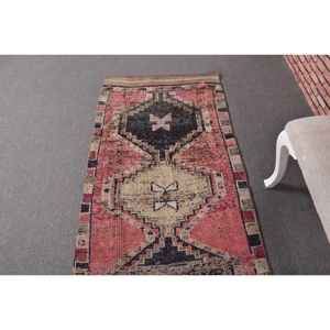 Tapis turc 2,8 x 10,4 pieds, tapis de couloir vintage, tapis ombré rouge et gris - Product Image 4