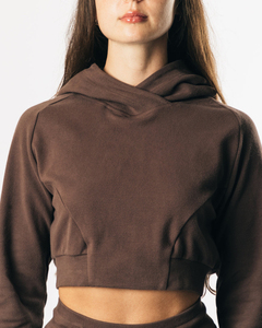 Nouveau Style de rue solide multicolore blanc épais personnalisé ample haut court manches longues à capuche pour les femmes - Product Image 5