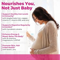 Gummies prénatales véganes sans fer, enrichies en méthylfolate actif, choline, DHA et EPA Oméga-3, fabrication OEM disponible