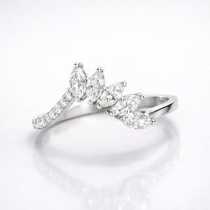 Marquise Cut Moissanite Diamond Wedding <b>Ring</b> Stylish Sterling Silver Band for Brides and Grooms - Product Image 3