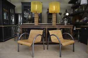 เก้าอี้ไม้และโลหะสไตล์วินเทจเก้าอี้ไม้สไตล์อุตสาหกรรมคลาสสิกที่นั่งสะดวกสบายทนทานเหมาะสำหรับห้องรับประทานอาหารห้องนั่งเล่น - Product Image 3