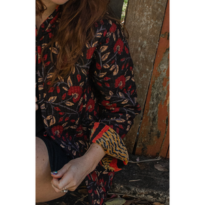 เสื้อแจ็กเก็ตฤดูใบไม้ร่วงลายทางกำมะหยี่สำหรับปีนเขาเสือเที่ยงคืนสี - Product Image 3