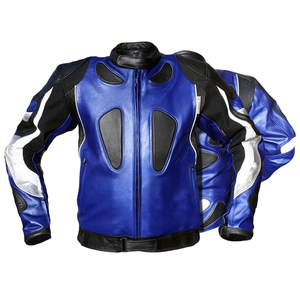 Chaqueta de moto de piel de vaca auténtica negra/roja/blanca de talla grande transpirable a prueba de viento de invierno para hombre, protecciones CE, carreras de carretera - Product Image 1