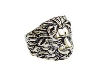 Bague plaquée oxydée en argent avec visage de lion Meilleur cadeau de Saint-Valentin pour bague de fiançailles à la mode pour hommes