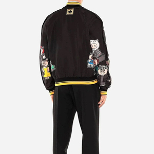 Chaqueta de bombardero de satén barata al por mayor, chaqueta acolchada de béisbol con logotipo personalizado y cuello levantado, chaqueta de bombardero para hombre - Product Image 3