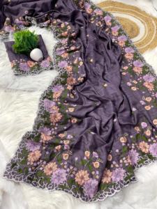 World-Wide Exporter's Trending Matka Silk <b>Saree</b> <b>Blouse</b> Beautiful Embroidery Work Pure Soft High Demand Outfit for Adults - Product Image 5