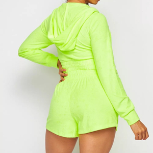 Logo personnalisé coton fermeture éclair à capuche pour les femmes de haute qualité à manches longues haut court avec capuche vêtements d'hiver décontractés courte longueur - Product Image 4