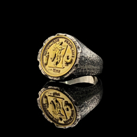 Bague en argent sterling 925 avec pièce de monnaie française, or antique, Le Coq Gaulois, ange, bande réglable, vintage, punk, art décoratif, bijoux de mariage