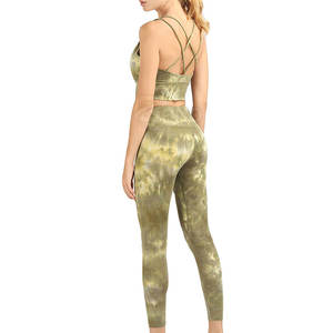 Conjunto de yoga ajustado de cintura alta con logotipo personalizado, mallas de compresión de último diseño con cintura elástica, ropa deportiva de talla grande - Product Image 6