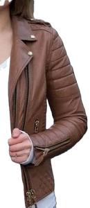 Veste en cuir pour femme de haute qualité, écologique, hiver, cuir luxueux, boutons, fermeture éclair - Product Image 4