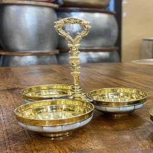 Bol de service classique pour fête de mariage à la maison bol à noix et à Fruits décor couleur dorée design moderne plat à salade en métal et bol à plateau - Product Image 4