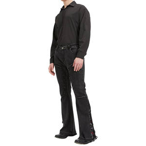 Pantalons de haute qualité avec logo personnalisé Streetwear Joggers Pantalons pour hommes en polaire à impression bouffante et évasée Pantalons pour hommes droits à rayures incurvées - Product Image 4