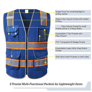 Gilet de sécurité réfléchissant de qualité supérieure avec taille réglable, rayures réfléchissantes et impression de logo pour les événements d'entreprise - Product Image 6