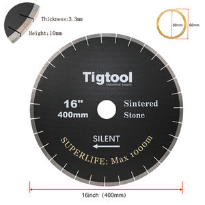 16"/400mm Dekton/Porcelain/Sintered Stone Silent Blade <strong>Superlife</strong> Max 1000m Chip-Free 45&deg; Miter Cutting Tigtool - Product Image 6