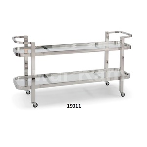 Chariot de service rectangulaire en métal moderne à 2 niveaux Meubles décoratifs de haute qualité pour la cuisine - Product Image 6